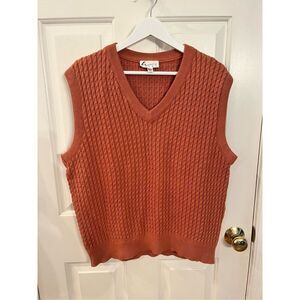 Vintage Haley Pumpkin Spice Orange Cable Knit Golf Vest sz XXL EUC